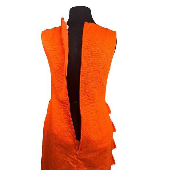 Erin Fetherston Womens Size 4 Orange Ruffled Sleeveless Cascading Back Zip - Picture 8 of 9